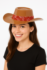 Classic Western Cowboy Hat with Red Bandana