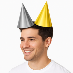 Metallic Gold and Silver Cone Party Hats - 12 Pack