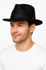 Classic Black Fedora Hat - Elegant Costume Accessory for Any Occasion