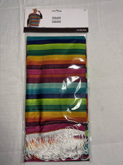 Vibrant Multicolored Fiesta Serape with Fringe Trim - One Size