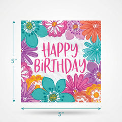 Pretty Petals Birthday Beverage Napkins - 5 In. X 5 In.