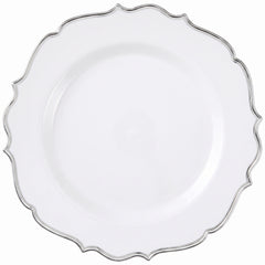 Elegant 10.5" Premium Plastic Dinner Plates with Silver Trim - 20 Pack