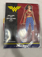 Women's DC Wonder Woman Halloween Costume - Red/Blue Jumpsuit with Cape & Headband - Adult XL (14-16)