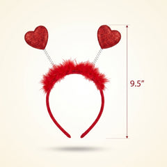 Valentine's Day Red Glitter Heart Head Bopper