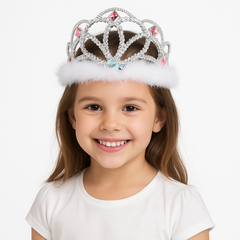 Sparkling Diamond Electronic Tiara with Marabou