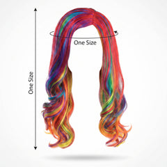 Glam Rainbow Wig - Vibrant Long Wavy Costume Accessory