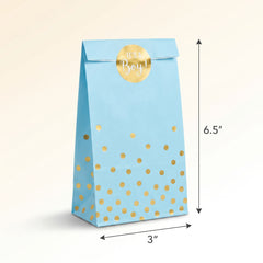 "It's a Boy" Blue & Gold Polka Dot Baby Shower Treat Bags - 20 Pack