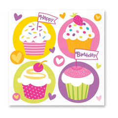 Cupcake Party Birthday Lunch Napkins - 6.5 In. x 6.5 In.