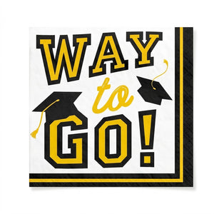 "Way to Go!" Yellow Graduation Beverage Napkins - 40 Pack - 5 In. X 5 In.