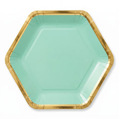 Hexagonal Metallic Willow Party Plates - 7"
