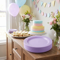 Lavender 9" Round Plastic Plates - 20 Count