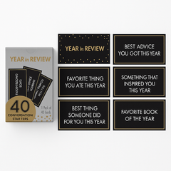 "Year in Review" New Year's Eve Conversation Starter Card Deck - 40 Pieces