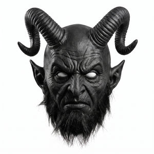 Sinister Black Devil Mask - Halloween Horror Prop