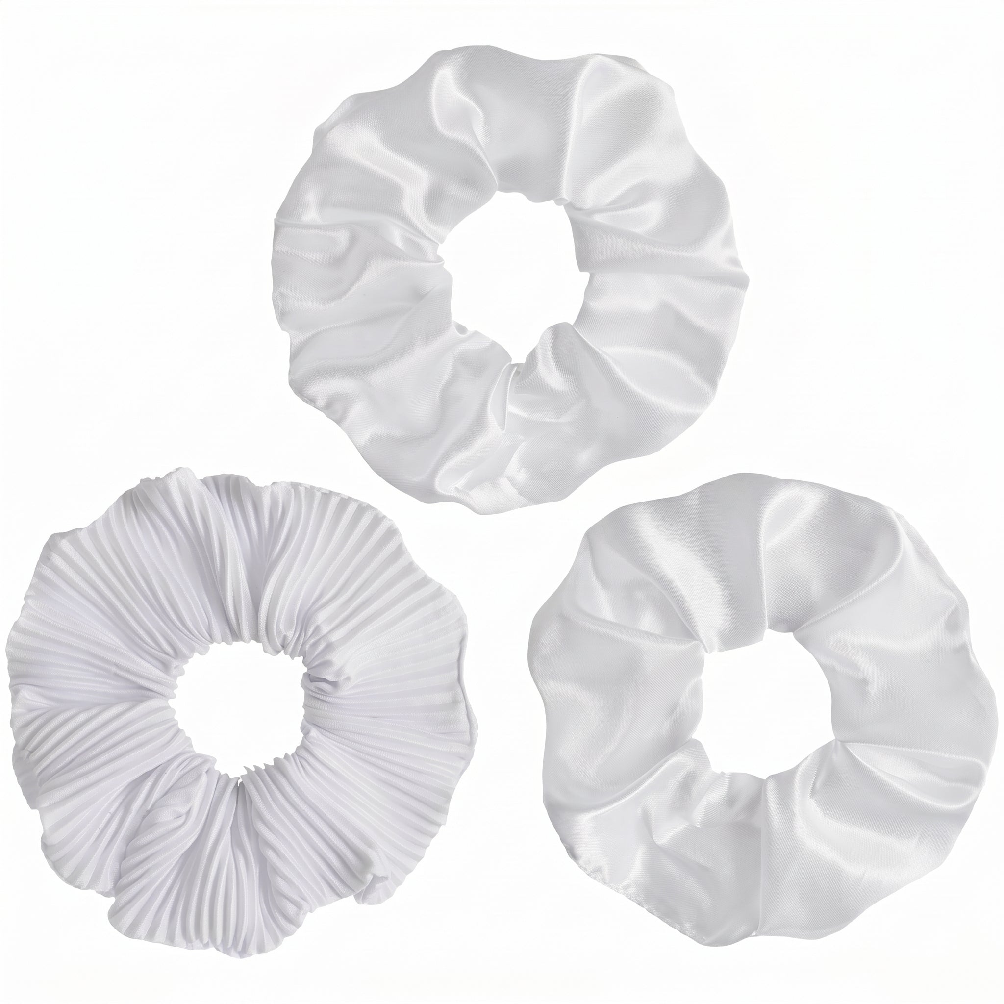 Classic White Scrunchies, 3-Pack