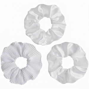 Classic White Scrunchies, 3-Pack