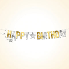 Giant Metallic Gold and Silver "Happy Birthday" Banner