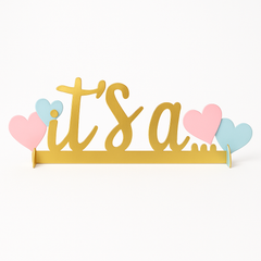 "It's a..." Gold Table Centerpiece for Gender Reveal, 14-Inch