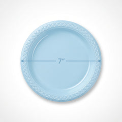 Pastel Blue Plastic Dessert Plates - 7 In. | 20 Count