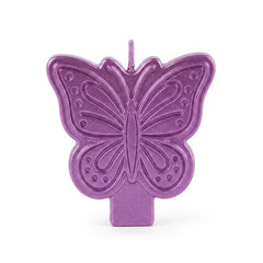 Butterfly Flutter Wax Birthday Candle, 3-Inch, Metallic Purple