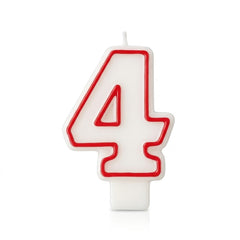 Red & White Number 4 Birthday Candle | 3.25 In.