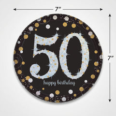 Sparkling Celebration Prismatic 50th Birthday Dessert Plates, 7-Inch, 8-Pack
