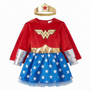 Infant DC Wonder Woman Diana Prince Red/Blue Dress Halloween Costume, Assorted Sizes