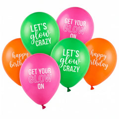 Neon Glow Party Balloons, 6-Pack