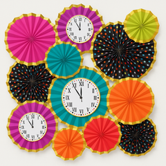 Vibrant New Year's Eve Paper Fan Decoration Kit