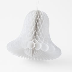 Elegant Honeycomb Wedding Bell Decorations, White, 9-Inch, Set of 2