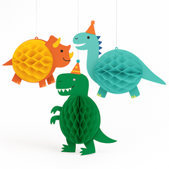 Dino-Mite Dinosaur Honeycomb Hanging Decorations - 3 Pack