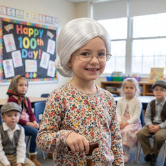 Kids' Old Maid Grandma Costume Wig - White Bun Hairstyle