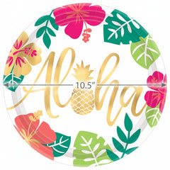 Aloha Tropical Floral Paper Plates, 10.5-Inch, 8-Pack - 10.5 in.