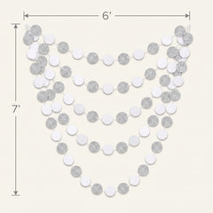 Frosty White Glitter Polka Dot String Decorations - 7-Inch, 6-Pack
