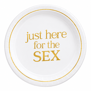 Gender Reveal Paper Plates - "Just Here for the Sex" 9-Inch