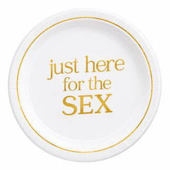 Gender Reveal Paper Plates - "Just Here for the Sex" 9-Inch