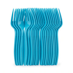 Caribbean Blue Plastic Forks - 7.5 In. | 20 Count