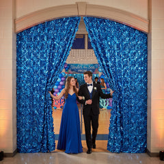 Blue Metallic Floral Vinyl Curtain - 15 Ft.