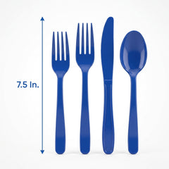 Royal Blue Heavyweight Plastic Cutlery Assortment - 7.5 in.