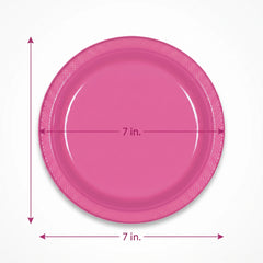 Bright Pink 7" Round Plastic Plates - 50 Pack