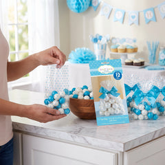 Blue Polka Dot Treat Bags with Bow - 12 Pack