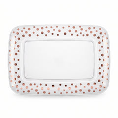 Elegant Rose Gold Polka Dot Serving Tray - 11" x 18"