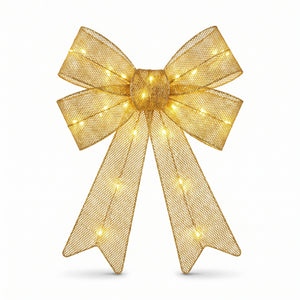 Illuminated Gold Masquerade Bow Decoration - 21"
