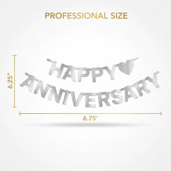 Silver "Happy Anniversary" Letter Banner