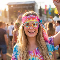 Colorful Tie-Dye Hippie Peace Sign Glasses