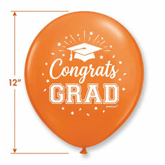Congrats Grad Orange Latex Balloons, 12-Inch, 15-Pack