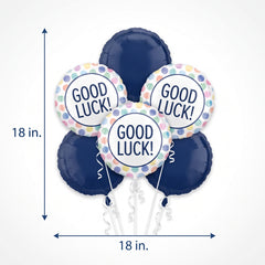 Satin Pastel Polka Dots Good Luck Balloon Bouquet - 5 Piece