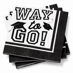 "Way to Go" Graduation Beverage Napkins, 40-Pack - 5 In. X 5 In.