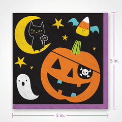 Spooky Halloween Printed Beverage Napkins - 5 in. x 5 in. - 2-Ply