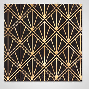 Glamorous Hollywood Gold & Black Beverage Napkins - 16 Pack - 5 In. X 5 In.