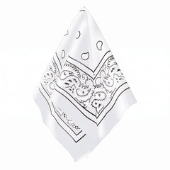 Classic White Paisley Bandana - Versatile Costume Accessory